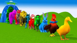 Paint amp Animals Duck Cow Gorilla Goat Lion chicken Elephant Fountain Crossing UFO Cartoon Game [upl. by Ardnwahs]