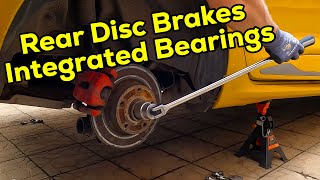 How To Change Rear Disc Brakes with Integrated Bearings  Renault Clio IV RS EDC [upl. by Aufmann]