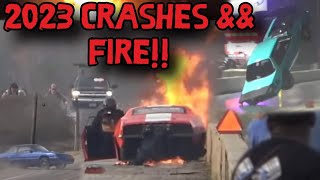 DRAG RACING CRASH FIRE WILD RIDES MORE OF 2023 RACING SEASON  ALL DRIVERS WERE OKAY [upl. by Aiveneg]