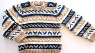 How to knit a sweater with knitting needles Free Fair Isle Pattern [upl. by Nedarb673]