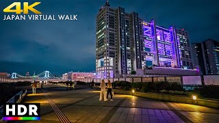 Japan night walk  Odaiba Tokyo bay • 4K HDR [upl. by Yrrot]