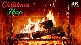 🔥 Christmas Fireplace w Peaceful Harp Christmas Music 🔥🎄 Instrumental Christmas Fireplace Ambience [upl. by Aratahc]