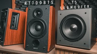 Edifier R1700BTS Active Bookshelf Speaker amp Edifier T5 Subwoofer Review [upl. by Joby]