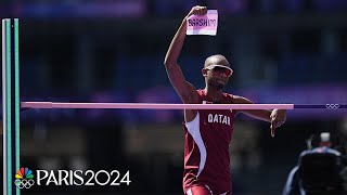 Defending high jump gold medalist Barshim in pain during qualifier  Paris Olympics  NBC Sports [upl. by Aynek145]