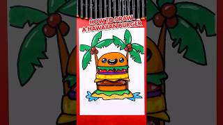 How to draw a funny Hawaiian burger 🌴🍔🌴 artforkidshub howtodraw [upl. by Garzon]