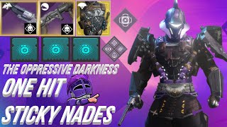 The INFINITE ONE HIT STICKY GRENADE BUILD Oppressive Darkness Titan Destiny 2 [upl. by Asilegna]