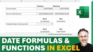 📅 Formula for Date in Excel  Date Today  Count Days Between Dates and more [upl. by Eilsek]