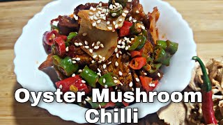 Oyster mushroom chilli  Chinese style oyster mushroom recipe  Chilli oyster mushroom recipe [upl. by Aicram362]