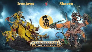 Age of Sigmar Battle Report NEW Ironjaws vs Skaven Big Pigs vs Thanquol and the Stormfiends [upl. by Aicia216]