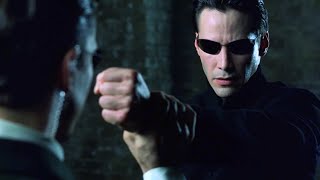 Neo vs Agents  The Matrix Reloaded Open Matte [upl. by Nnairret815]