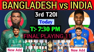 India vs Bangladesh 3rd T20 Today  ind vs ban t20 playing 11  india vs bangladesh t20 match [upl. by Minton]