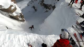 Ski down to Corbets Couloir  Jackson Hole Ski Resort  Feb 13 2020 [upl. by Buehler]