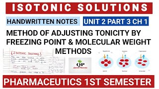 Isotonic Solution  Hypertonic Hypotonic  Freezing Point amp Molecular Weight  B Pharma 1st Sem [upl. by Adnirem]