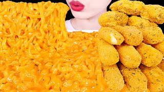 ASMR MUKBANG｜CHEESY CARBO FIRE NOODLES CHEESE STICKS FRIED CHICKEN 꾸덕 까르보 불닭볶음면 뿌링클 치즈스틱 치킨 먹방 [upl. by Aiset]