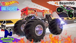 Monster Trucks INSANE Racing and Crashes  Hot Wheels Unleashed  BeamNG Drive  Steel Titans [upl. by Nahsad287]