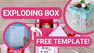 EXPLODING GIFT BOX DIY Gift Box Tutorial  FREE DOWNLOAD [upl. by Tonia]