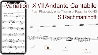 Variation ⅩⅧ Andante Cantabile  SRachmaninoff【 Violin Sheet Music 】 [upl. by Gabriela]