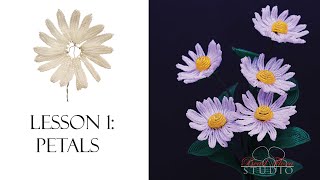 Lesson 1 Petals French beaded shasta daisy frenchbeadedflowers [upl. by Rolyak]