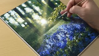 Easy Way to Paint a Morning Forest  Acrylic Painting for Beginners [upl. by Hoye]