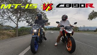 Yamaha MT15 VS Honda CB190R 🥵🔥Drag Race Top End [upl. by Dnalrag]