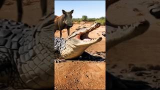 Epic Wildlife Moment warthog Locks Eyes with Crocodile [upl. by Enytsirhc]