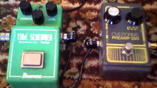 Vintage Ibanez Tube Screamer TS808 and vintage grey DOD 250 Preamp [upl. by Linad]