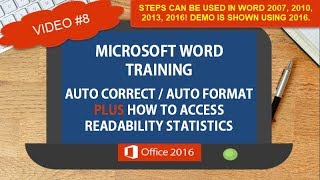 MICROSOFT WORD AUTO CORRECT AUTO FORMAT  HOW TO ACCESS READABILITY STATISTICS  TIPS TRICKS 8 [upl. by Ja]