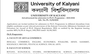 Kalyani University PhD Admission 2024  PhD Admission 2024  West Bengal [upl. by Siderf465]