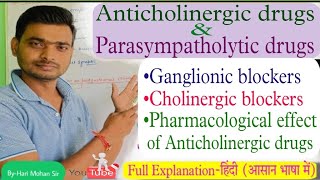 Anticholinergic drugs  Cholinergic blockers  Antimuscarnic drugs  Parasympatholytic drugsANS [upl. by Ru]