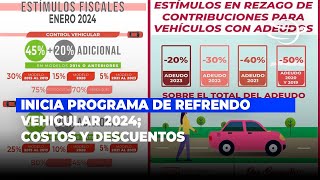 Inicia programa de refrendo vehicular 2024 Costos y descuentos [upl. by Nnairda727]