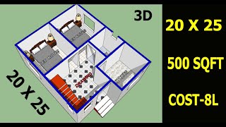 500 sqft house plan II 20 x 25 home design II 20 x 25 ghar ka design [upl. by Wally339]