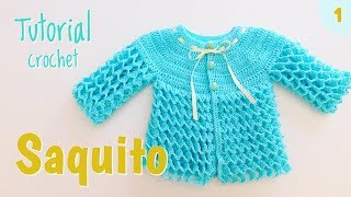 Como tejer un saquito chambrita a crochet Panal de Abeja 1 de 2 [upl. by Lledualc]