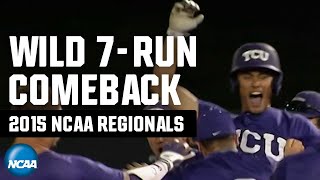 TCUs 7run comeback in 2015 NCAA baseball regionals [upl. by Leind]