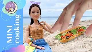 So cute Mini BANH MI  Vietnamese chicken roll ON THE BEACH  mini cooking  ep13 Minimoon [upl. by Tristas322]