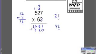 Multiplication 3 digits by 2 digits standard algorithm traditional method [upl. by Haydon]