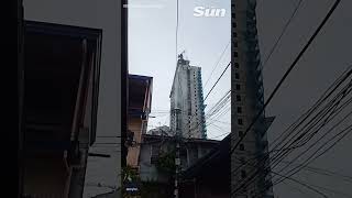 Crane snaps after 67 magnitude earthquake strikes Philippines shorts [upl. by Erodavlas148]