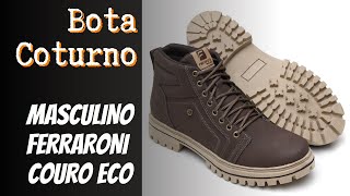 BOTA COTURNO MASCULINO FERRARONI VEGANO COURO ECO SOLADO TRATORADO COSTURADO SEM ZIPER [upl. by Akenahs80]