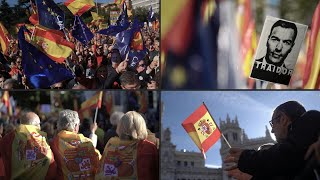 Manifestación masiva en Madrid contra la amnistía al separatismo catalán  AFP [upl. by Haida56]