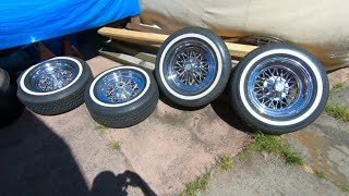 Old School Cragar Star Wires 30 Spoke Wire Wheels Rims 15 inch Unilug w White Wall Tires [upl. by Lawan]