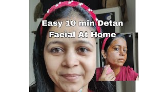 Detan Facial At Home  Easy Facial Steps  How To Get Glowing Skin At Home  Skin Brightening diy [upl. by Idelson]