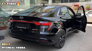 New Hyundai Verna SxO 15L Turbo 🔥Black Rs 1599L  Top Model  Most Detailed Walkaround Review [upl. by Anirtal]