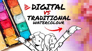 WATERCOLOR Vs DIGITAL Watercolor Adobe Fresco  Which is Better [upl. by Ikcir267]