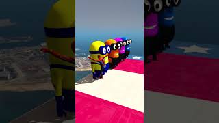 GTA 5 Epic Ragdolls RED SPIDERMAN VS RED MINION VS GREEN MINION [upl. by Yenaffit]