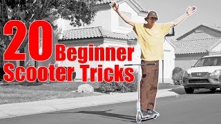 LEARNING 20 EASY SCOOTER TRICKS IN 10 MINUTES TRICKS FOR BEGINNERS [upl. by Aicatsan376]