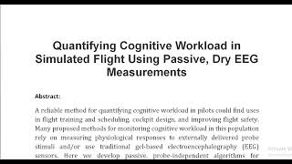 Quantifying Cognitive Workload in Simulated Flight Using Passive Dry EEG Measurements [upl. by Salohcim]