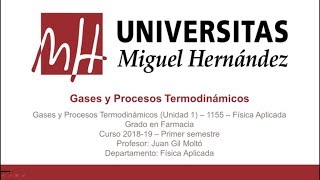 Lec008 Procesos Termodinámicos en Gases Física Farmacia umh1155 201819 [upl. by Letnuahs]