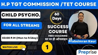 🔴Child Psychology 01 HP TGT CommissionHP TET By Prabhsimran Kaur Madam [upl. by Weinman]