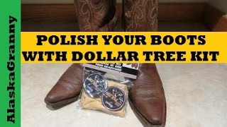 How to Shine and Polish Boots Dollar Tree Shoe Shine Kit [upl. by Yddor754]