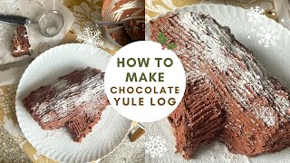 how to make chocolate yule log  easy Christmas baking recipe [upl. by Hairas]