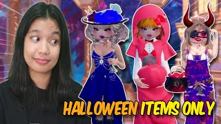 WINNING USING HALLOWEEN ITEMS ONLY  DRESS TO IMPRESS Roblox [upl. by Drescher702]